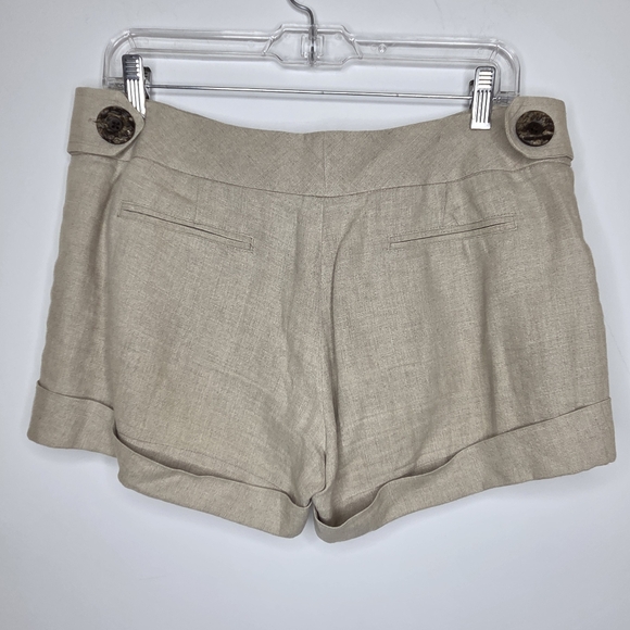 Campaigne Pants - Campaigne Size 6 Stylish Tan Shorts In Linen Textured Fabric